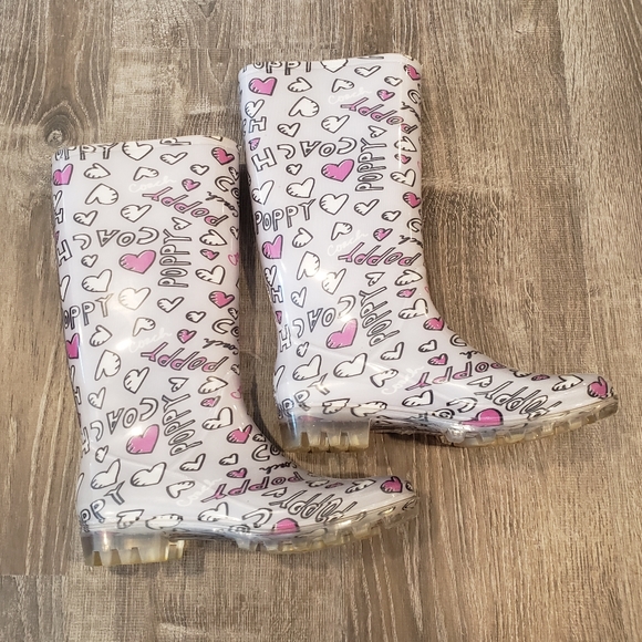 Coach Poppy rainboots gray & purple size 8